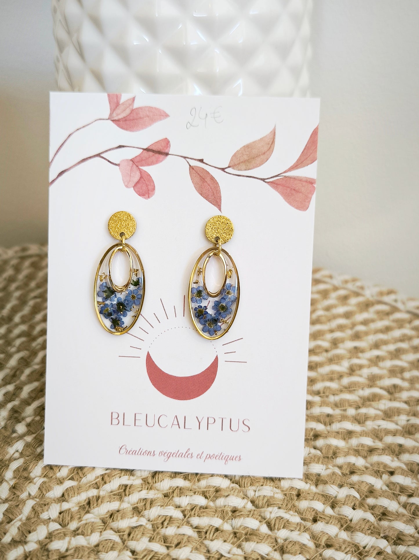 Boucles d'oreilles - ovale - : Myosotis