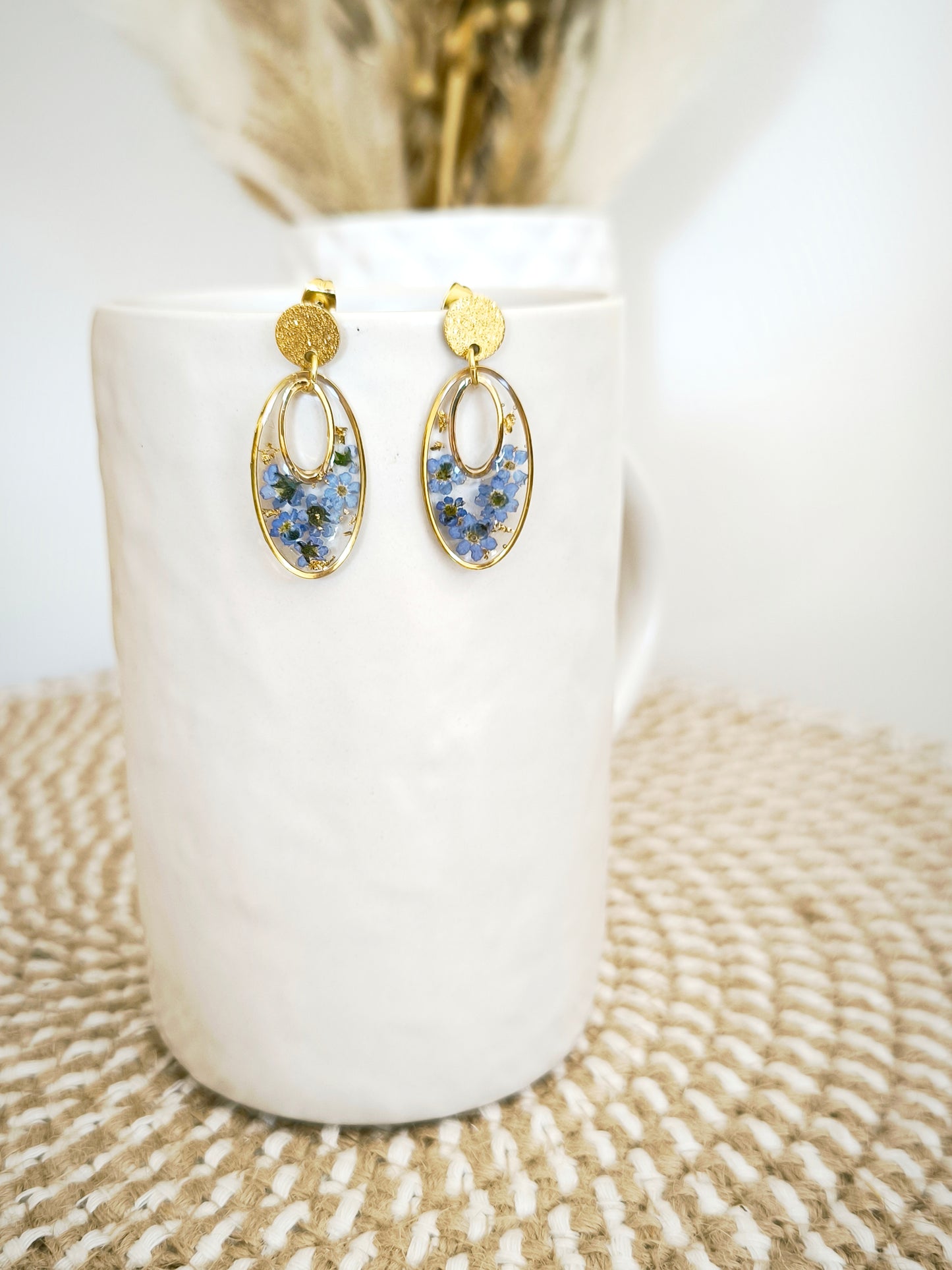 Boucles d'oreilles - ovale - : Myosotis