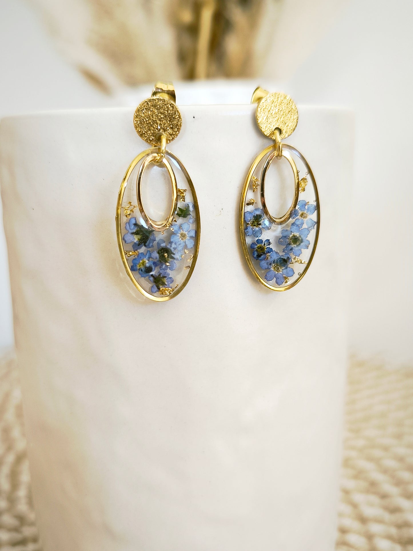 Boucles d'oreilles - ovale - : Myosotis