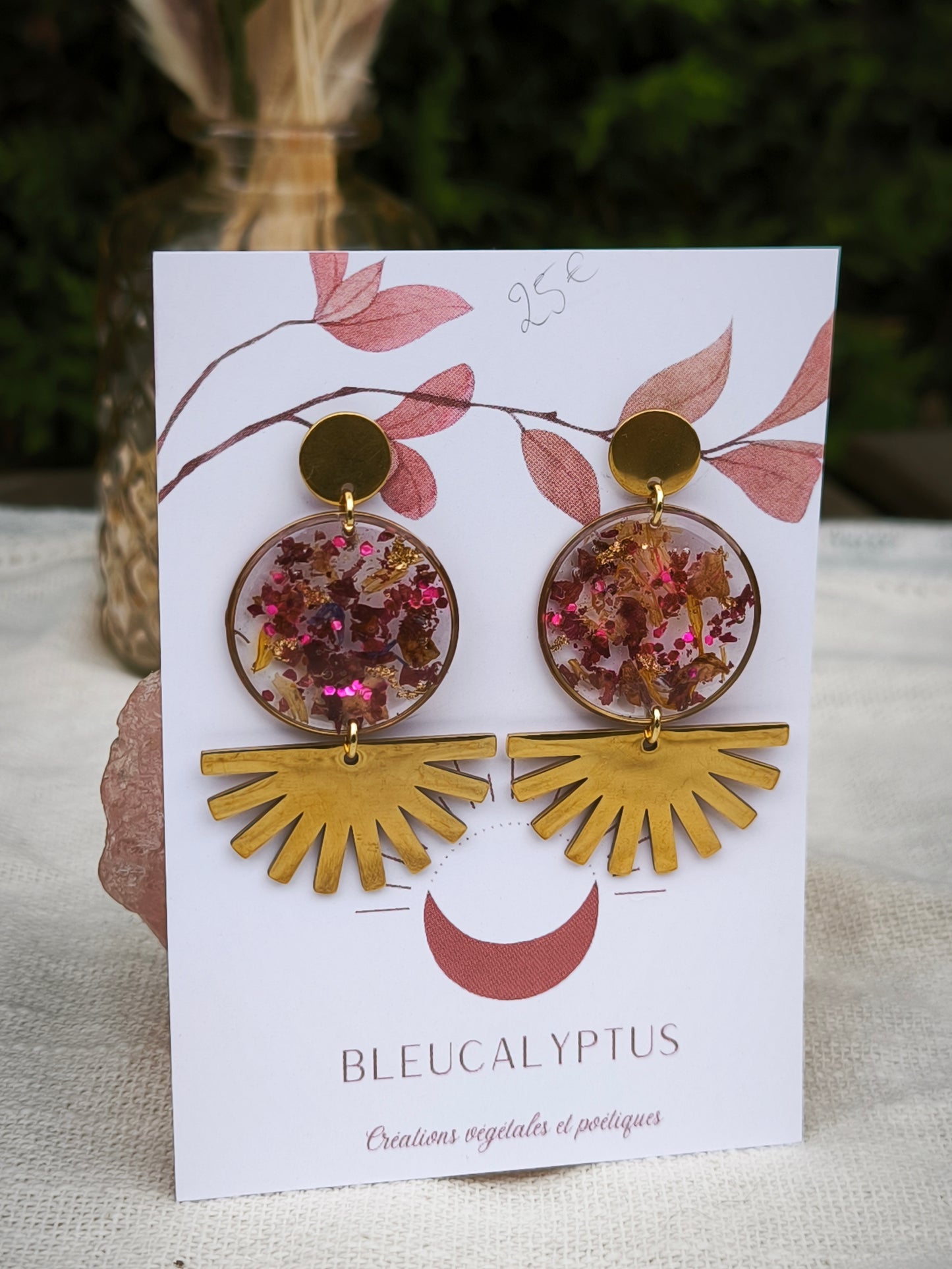 Boucles d'oreilles paillettes et fleurs : Soleil pétillant