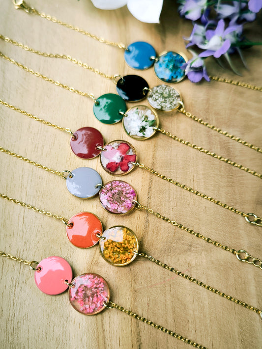 Bracelets fleuris résine et émail : Ronde pop - Divers coloris