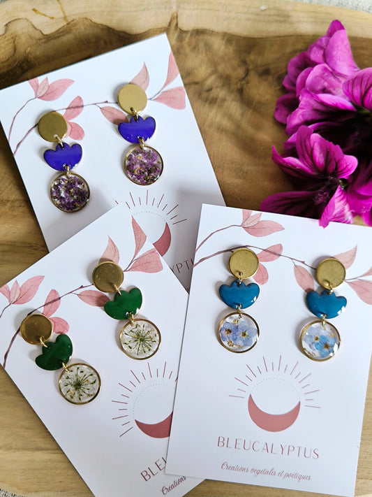 Boucles d'oreilles fleuries résine et émail : Tulipe