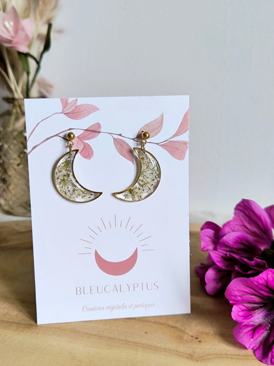 Boucles d'oreilles : Lune blanche