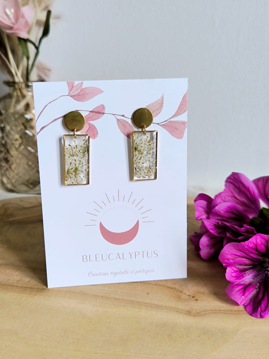Boucles d'oreilles rectangulaires : Le portrait blanc