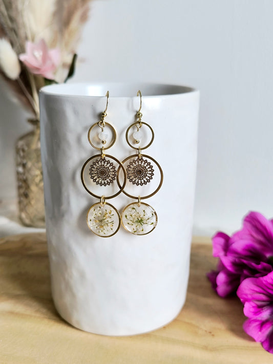 Boucles d'oreilles rondes : Suspension florale