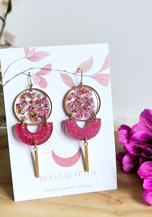 Boucles d'oreilles paillettes et fleurs : Bise pétillante