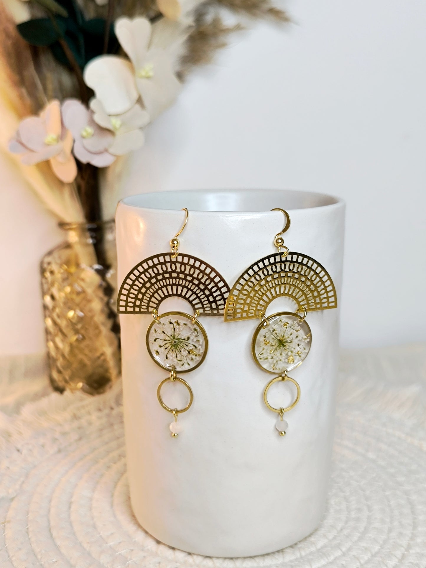 Boucles d'oreilles florales : Eventail du soleil