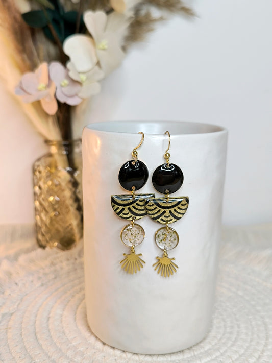 Boucles d'oreilles florales : Geisha d'or