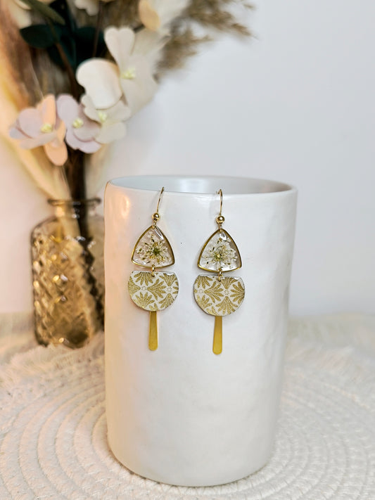 Boucles d'oreilles florales : Orée des rêves : blanc