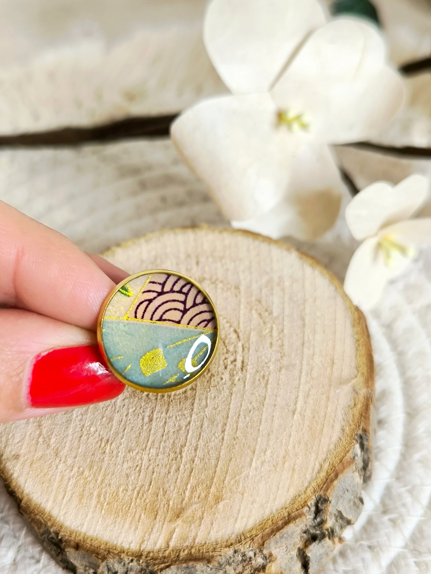 Bague florale japonisante : Ciel