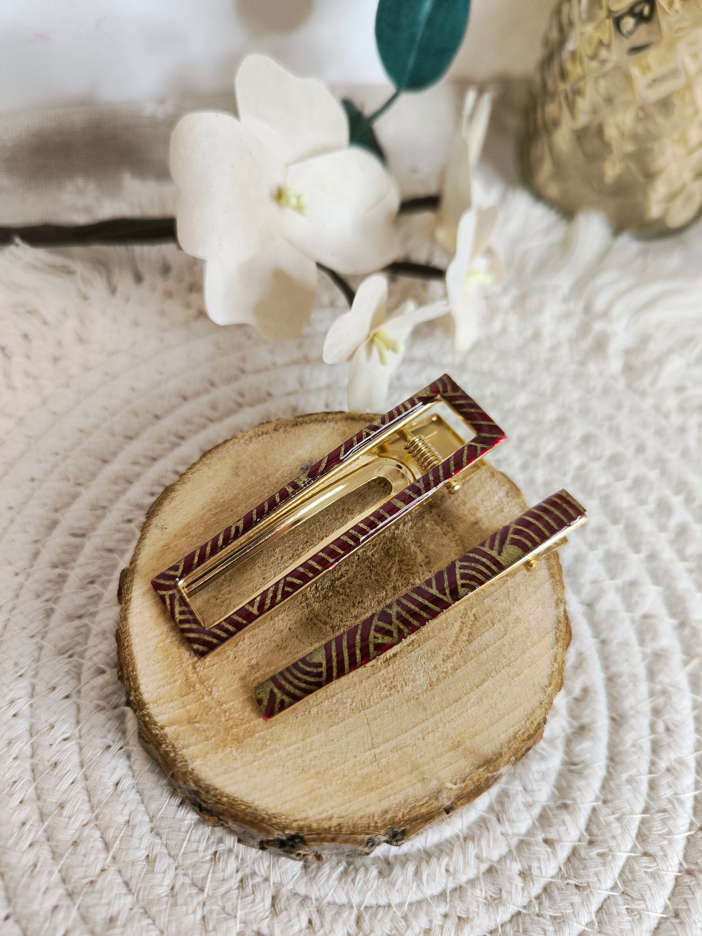 Duo de barrettes pour cheveux en papier Lokta