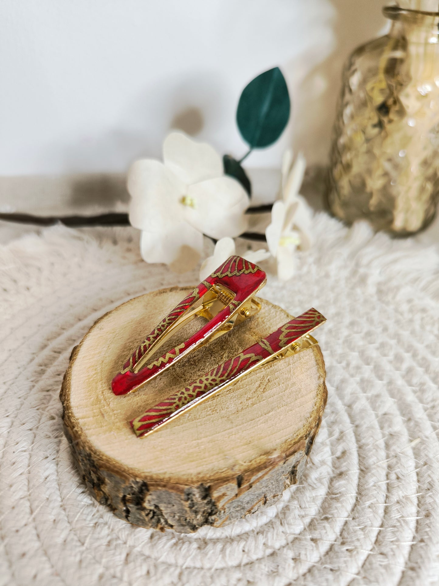 Duo de barrettes pour cheveux en papier Lokta