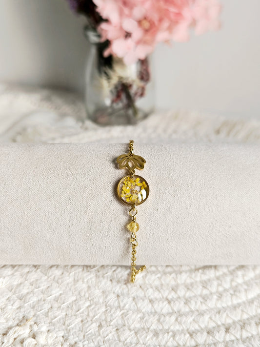 Bracelet lotus : Fleur de carotte et citrine