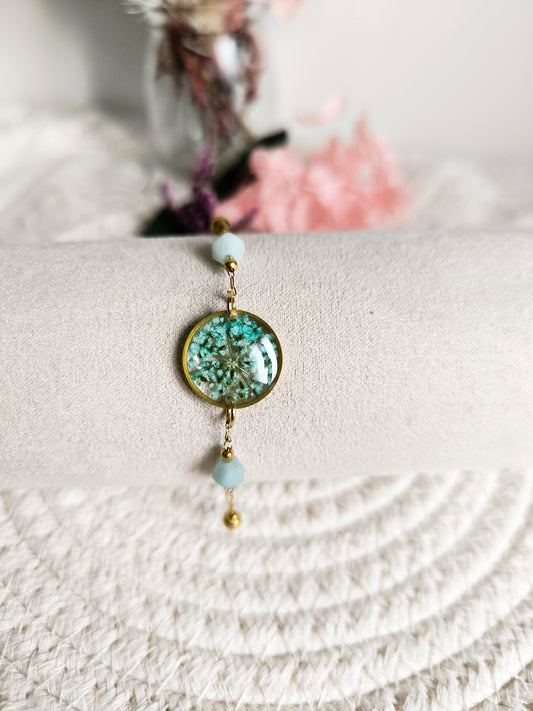 Bracelet rond : fleurs et amazonite