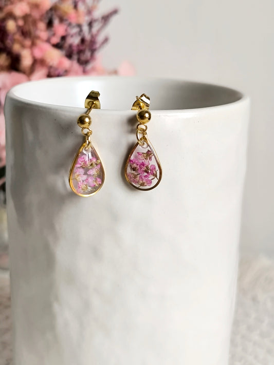 Boucles d'oreilles goutte : fleur d'alysse