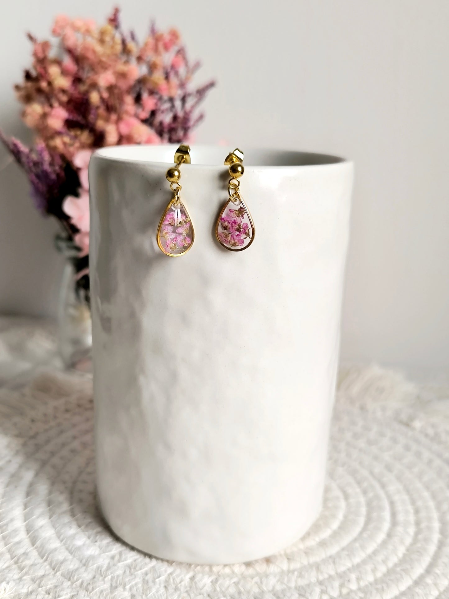 Boucles d'oreilles goutte : fleur d'alysse