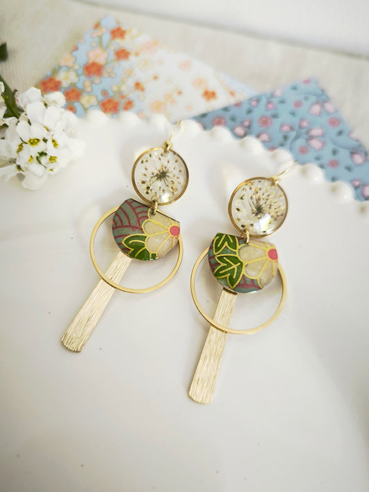 Boucles d’oreilles florales – Éclat de printemps au Japon - multicolore
