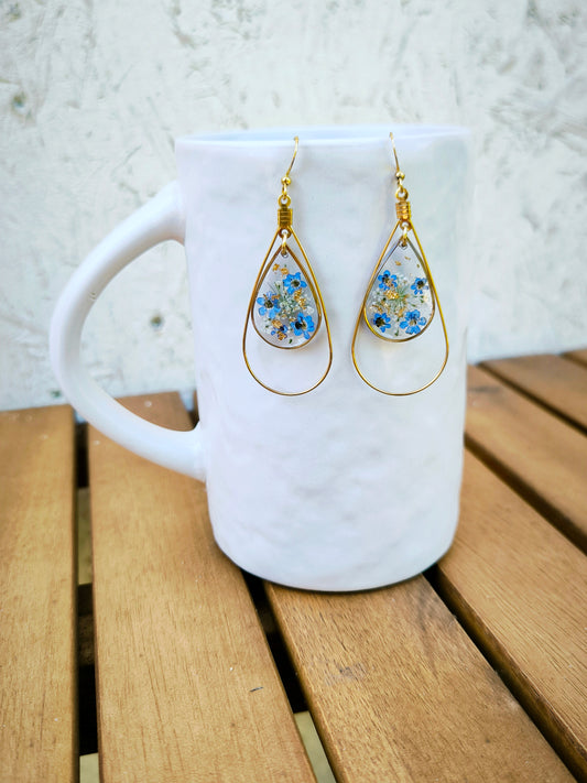 Boucles d'oreilles pendantes - ovale - : Myosotis