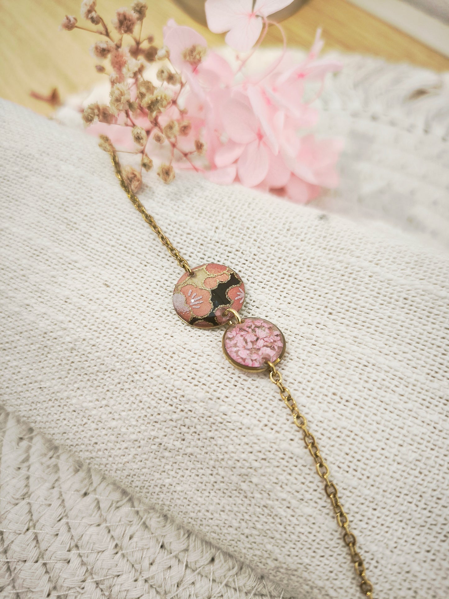 Bracelet Poétique – Papier Japonais & Fleur de Carotte Sauvage : L'échappée bulle