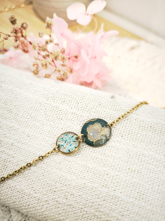 Bracelet Poétique – Papier Japonais & Fleur de Carotte Sauvage : L'échappée bulle